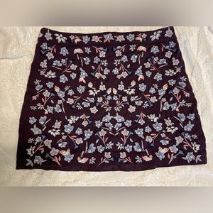 LOFT Floral Embroidered Shift Skirt - Purple, Size 16